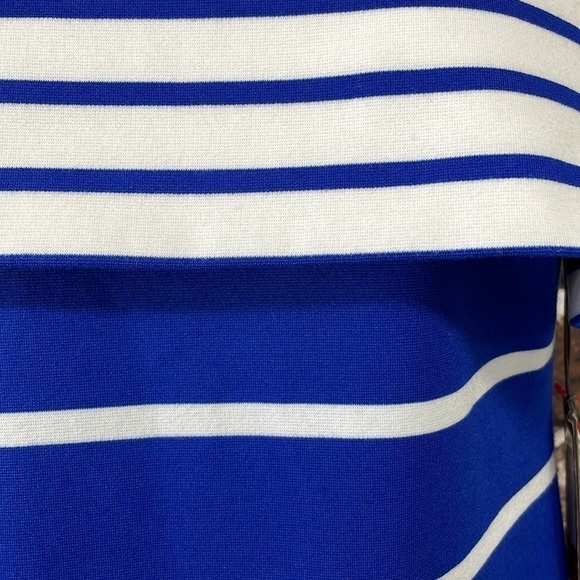 Vince Camuto Dress Women's 6 Blue White Striped Cold Shoulder Midi NWT - Picture 9 of 16